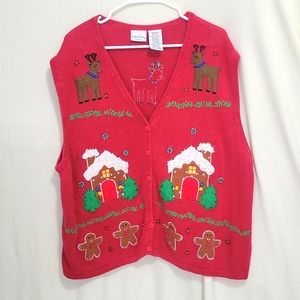 Vintage Womens Bobbie Brooks Christmas sweater vest, 22W/24W